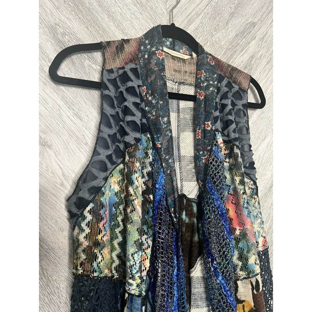 Soft Surroundings Multicolored Patch Mesh Vest Ca… - image 3